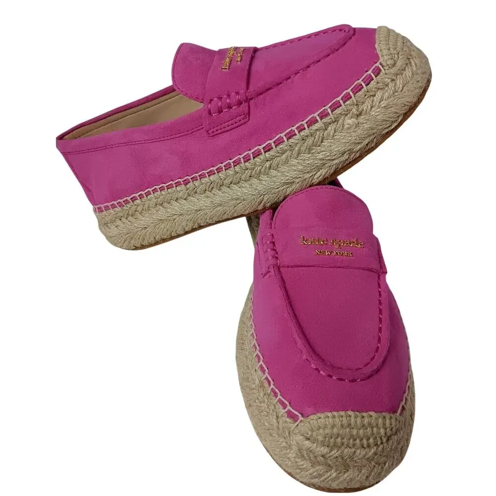 Kate Spade Eastwell Espadrille Flat Womens 6B Pink Suede Luxury Party Dress - Picture 1 of 10